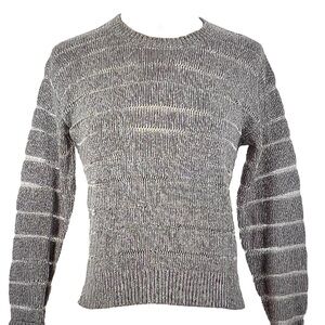 Rag & Bone Gray Stripe Mesh Crew Neck Sweater L